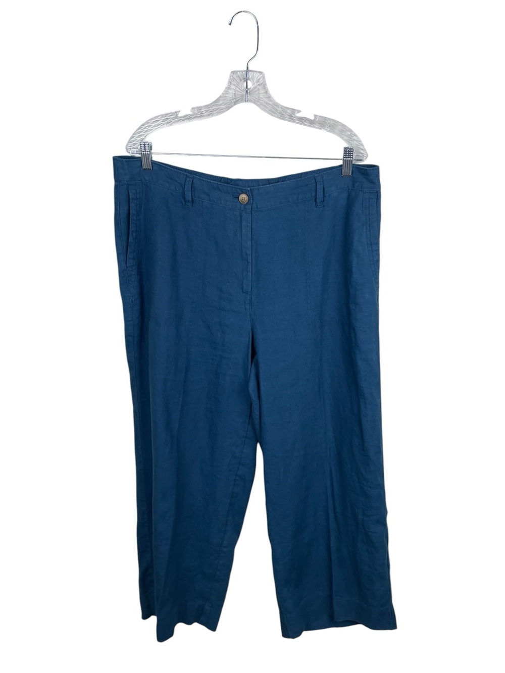 J. Jill Women's Love Linen Cropped Pants Size Large Blue Lagenlook Beachy Casual